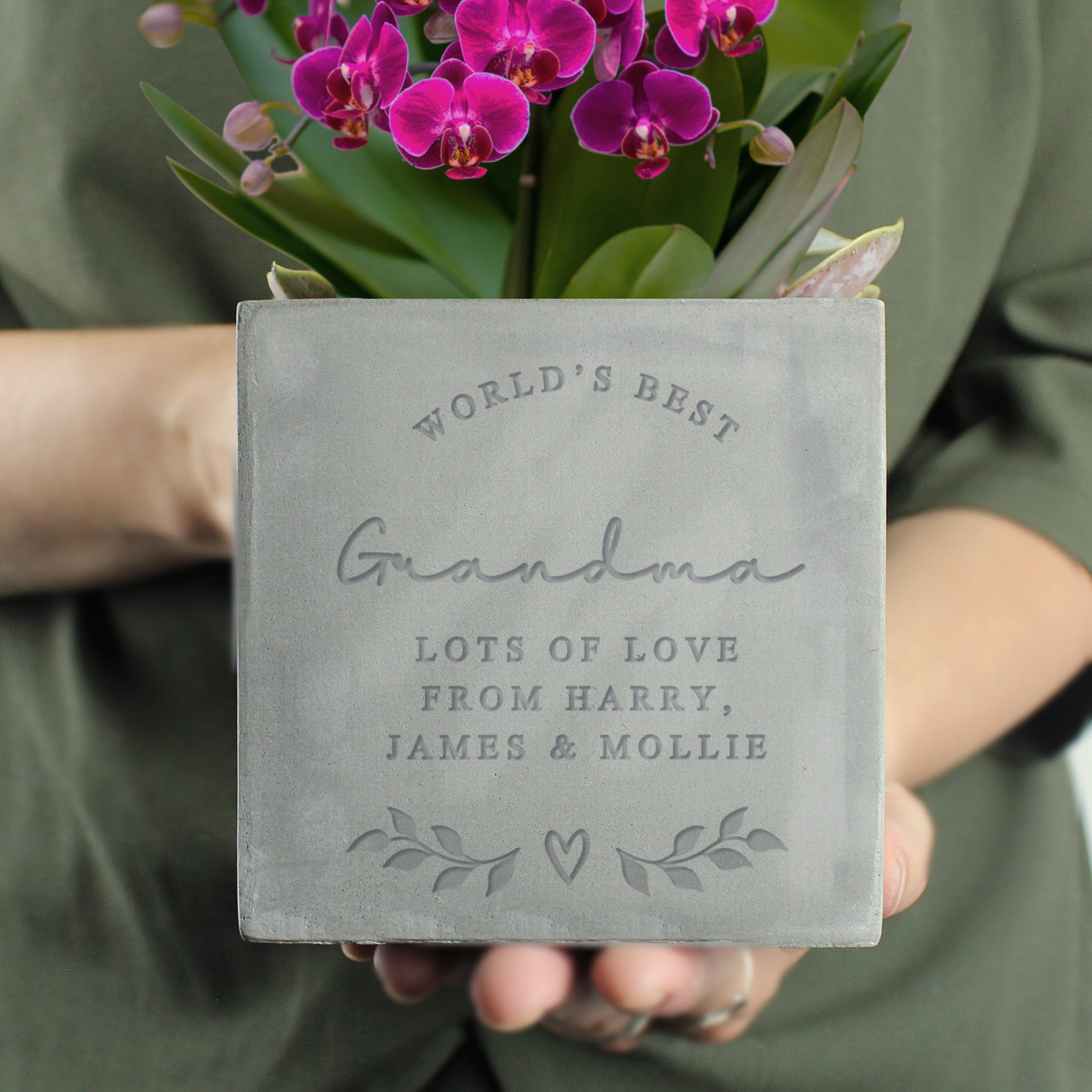 Personalised Free Text Concrete Plant Pot - MK&JD Gifts