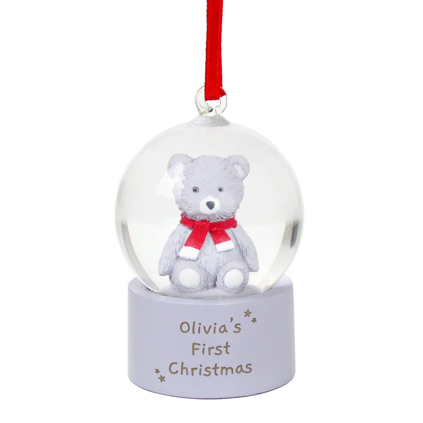 Personalised Message Teddy Bear Glitter Snow Globe Tree Decoration - MK&JD Gifts