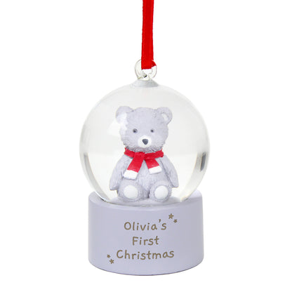 Personalised Message Teddy Bear Glitter Snow Globe Tree Decoration - MK&JD Gifts