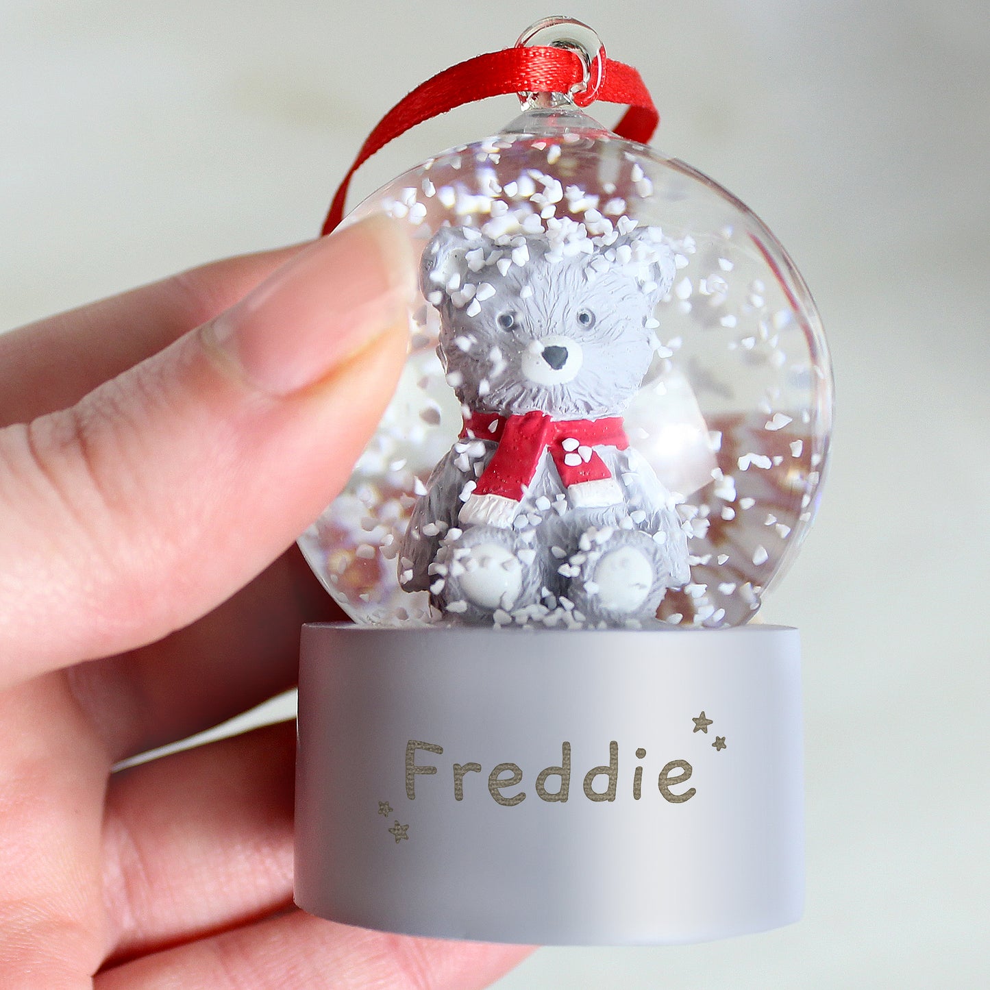 Personalised Name Only Teddy Bear Glitter Snow Globe Tree Decoration - MK&JD Gifts