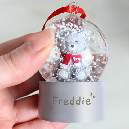 Personalised Name Only Teddy Bear Glitter Snow Globe Tree Decoration - MK&JD Gifts