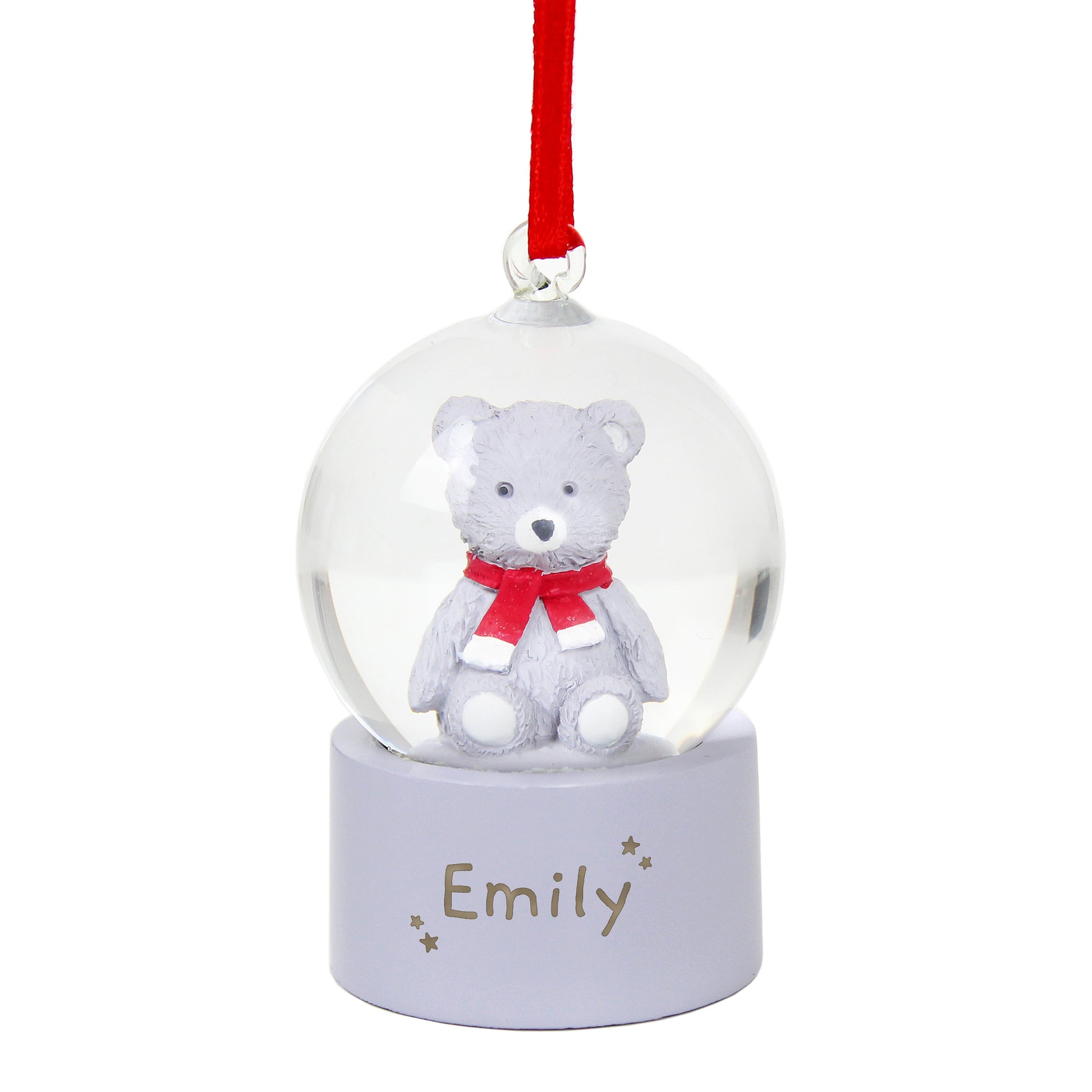 Personalised Name Only Teddy Bear Glitter Snow Globe Tree Decoration - MK&JD Gifts