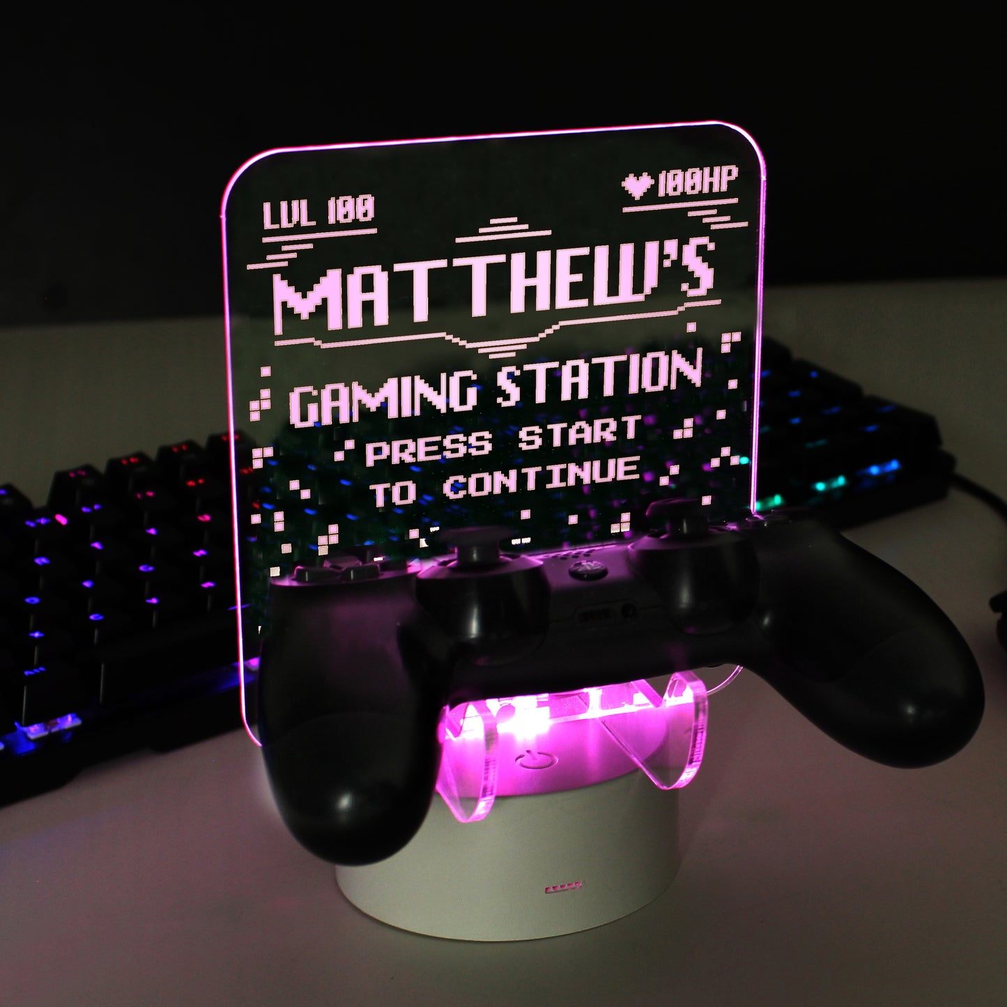 Personalised Gaming Controller Holder LED Colour Changing Light - MK&JD Gifts