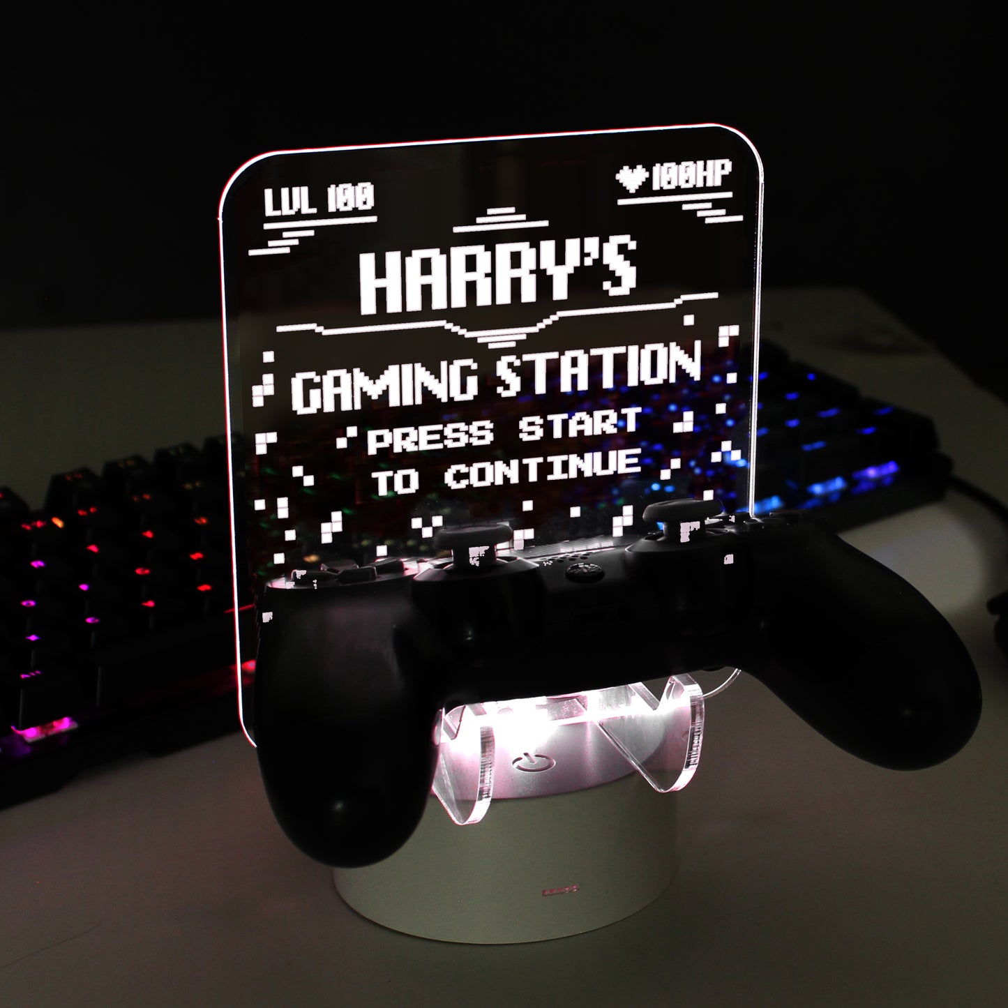 Personalised Gaming Controller Holder LED Colour Changing Light - MK&JD Gifts