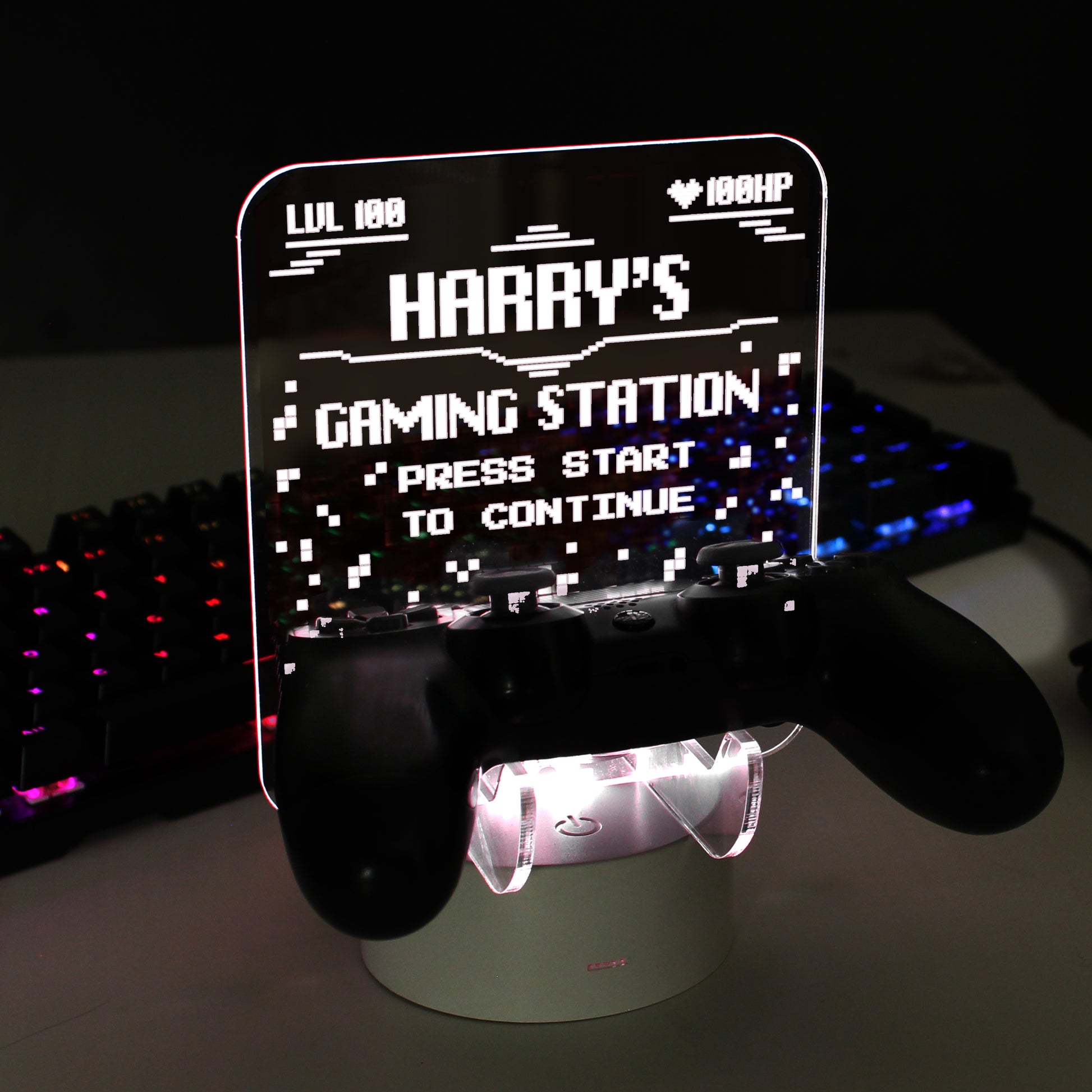 Personalised Gaming Controller Holder LED Colour Changing Light - MK&JD Gifts