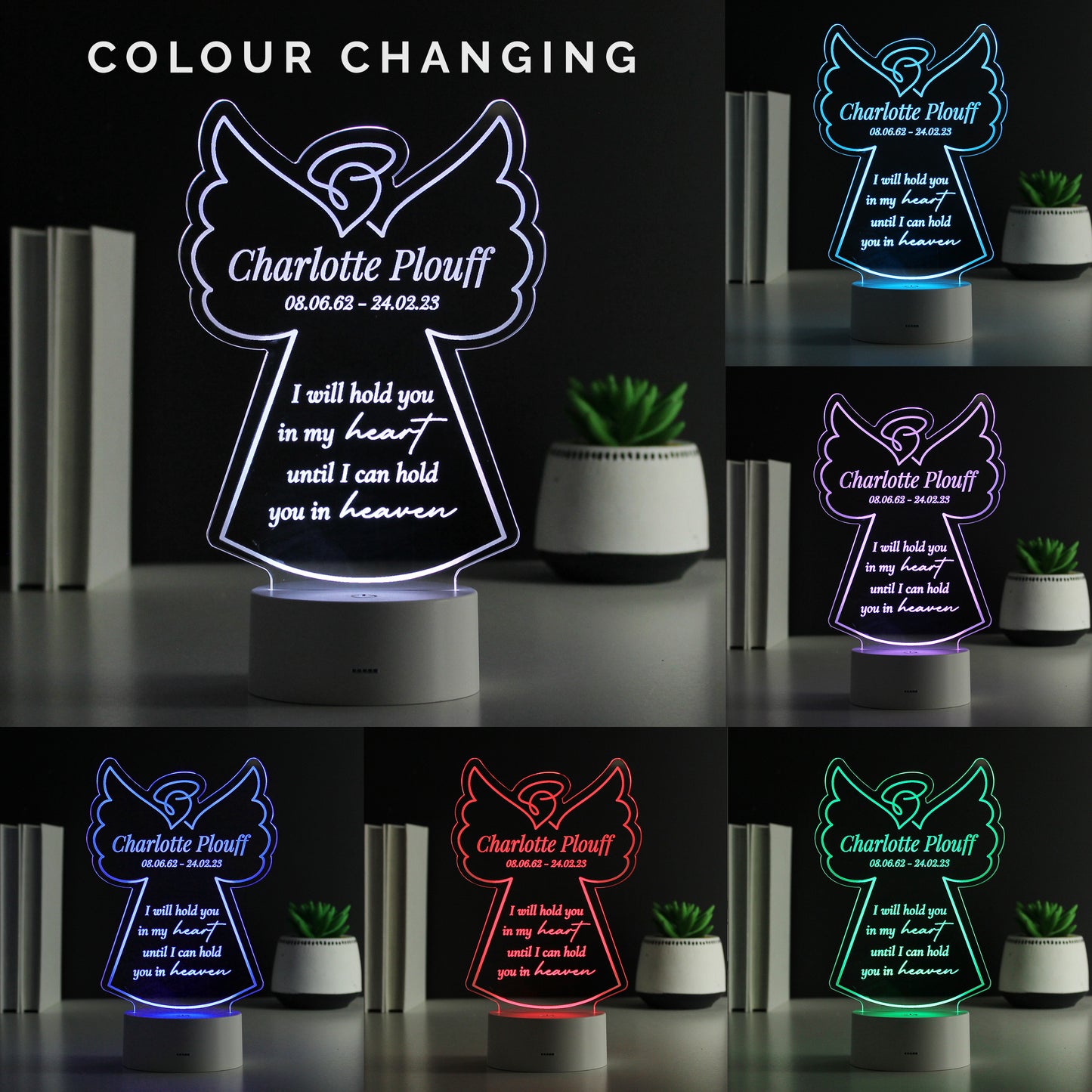 Personalised Angel Memorial Verse Colour Changing LED Light - MK&JD Gifts