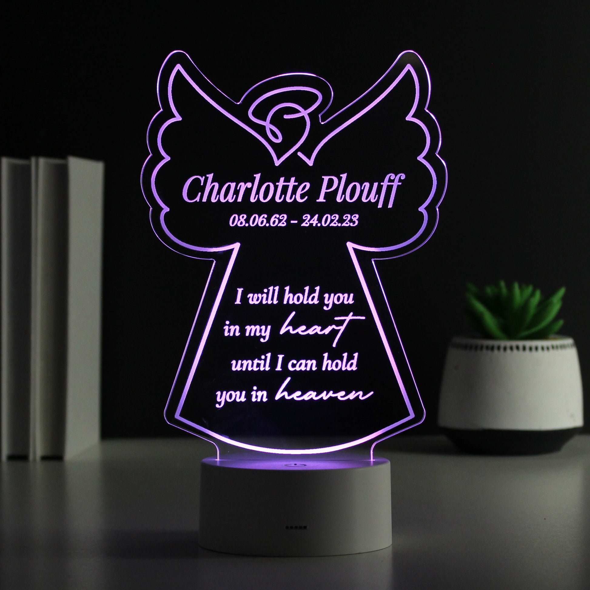 Personalised Angel Memorial Verse Colour Changing LED Light - MK&JD Gifts