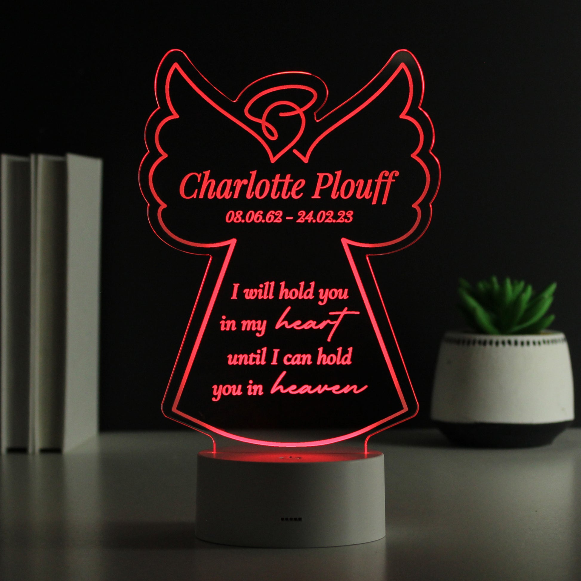 Personalised Angel Memorial Verse Colour Changing LED Light - MK&JD Gifts