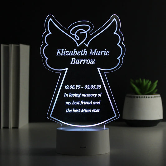 Personalised Free Text Angel Memorial Colour Changing LED Light - MK&JD Gifts