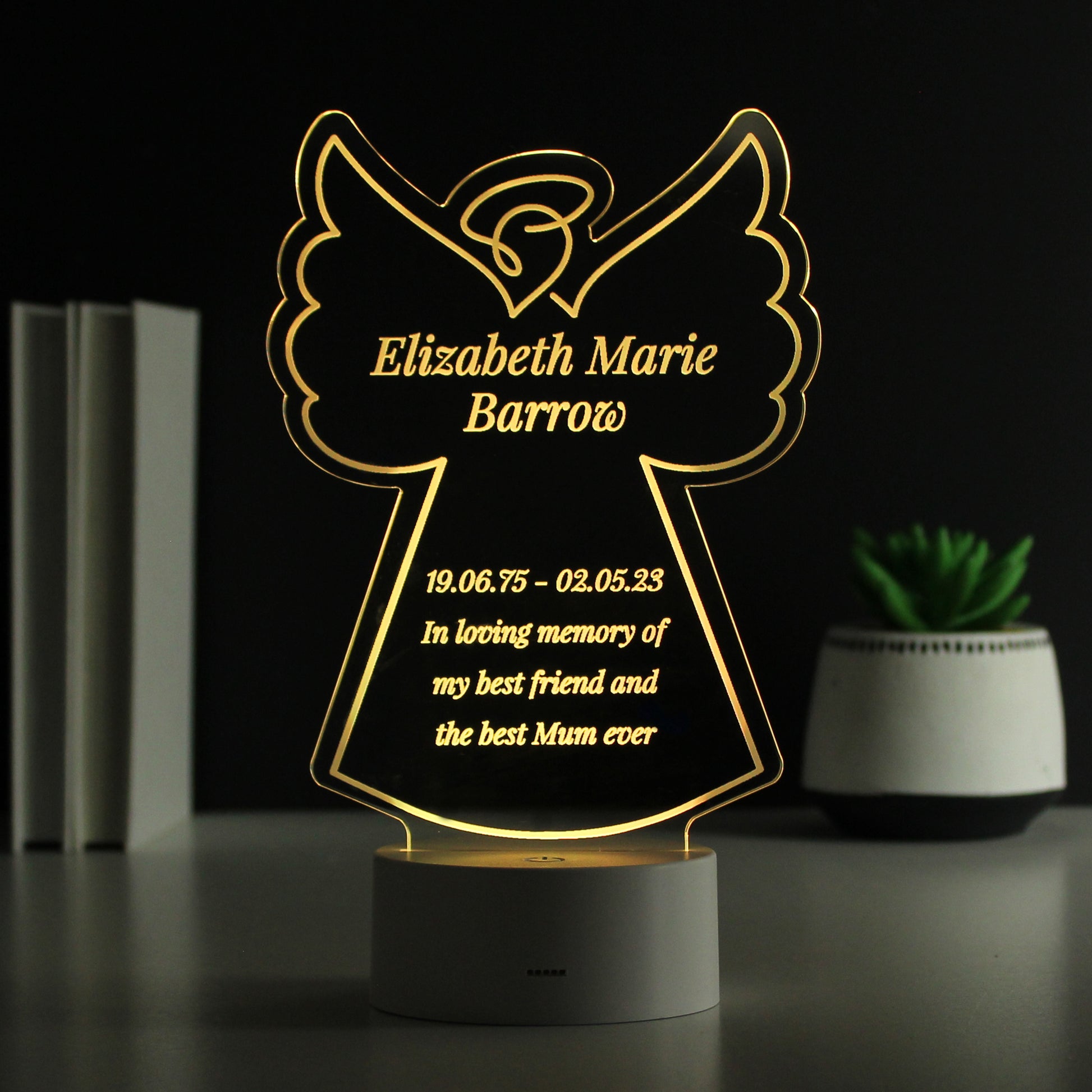 Personalised Free Text Angel Memorial Colour Changing LED Light - MK&JD Gifts
