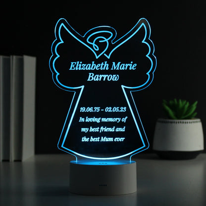 Personalised Free Text Angel Memorial Colour Changing LED Light - MK&JD Gifts