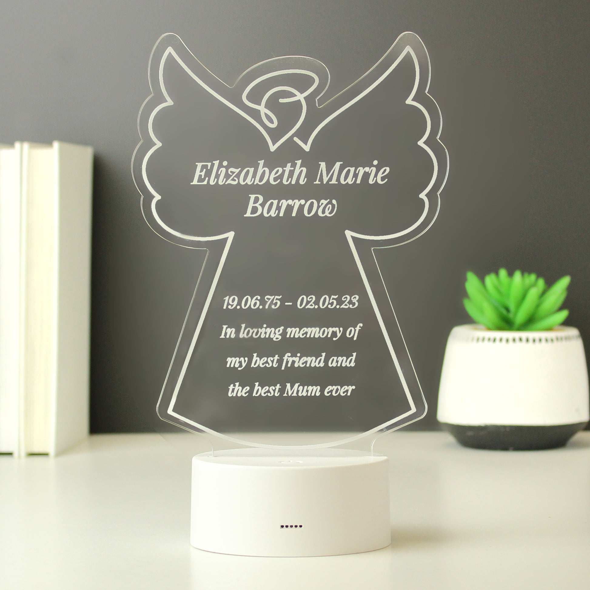Personalised Free Text Angel Memorial Colour Changing LED Light - MK&JD Gifts