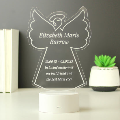 Personalised Free Text Angel Memorial Colour Changing LED Light - MK&JD Gifts