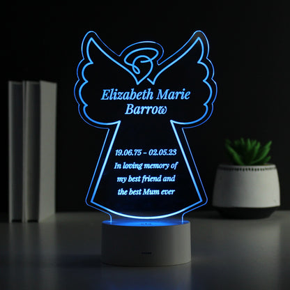 Personalised Free Text Angel Memorial Colour Changing LED Light - MK&JD Gifts
