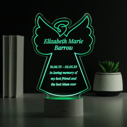 Personalised Free Text Angel Memorial Colour Changing LED Light - MK&JD Gifts