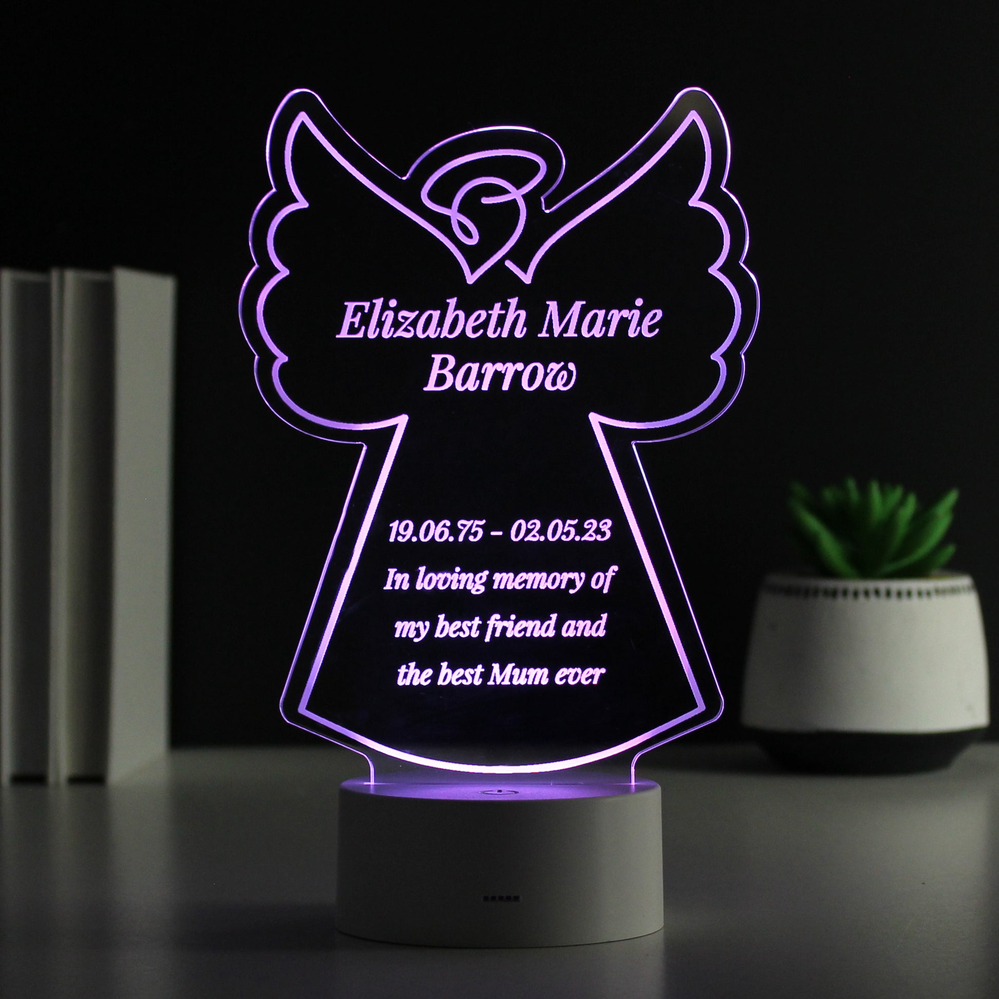 Personalised Free Text Angel Memorial Colour Changing LED Light - MK&JD Gifts