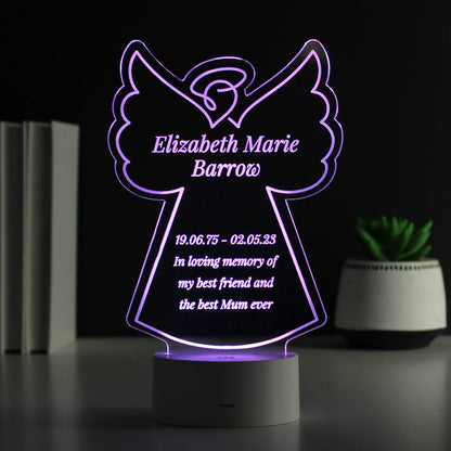 Personalised Free Text Angel Memorial Colour Changing LED Light - MK&JD Gifts