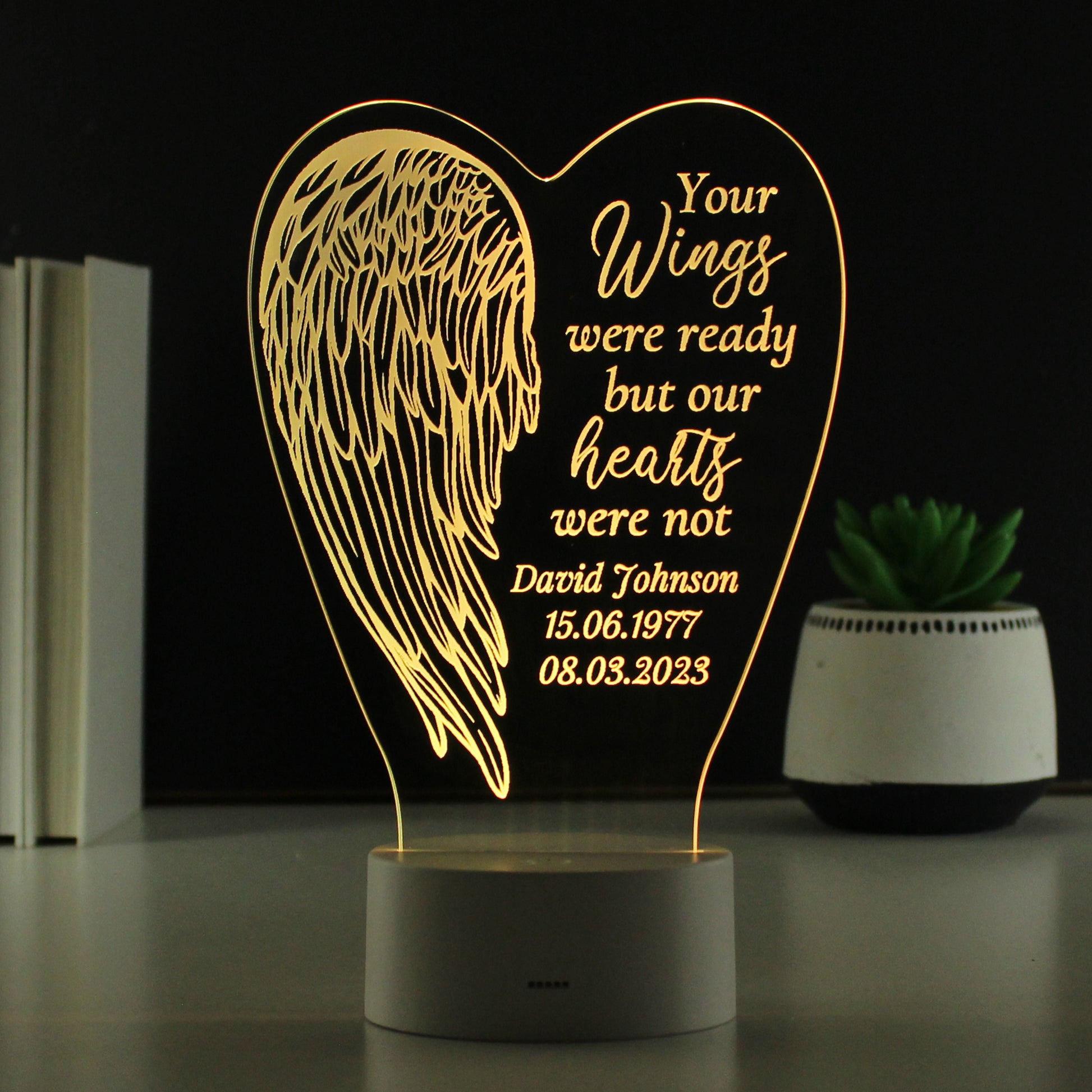 Personalised Angel Wings Memorial Colour Changing LED Light - MK&JD Gifts
