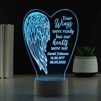 Personalised Angel Wings Memorial Colour Changing LED Light - MK&JD Gifts