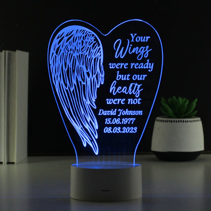 Personalised Angel Wings Memorial Colour Changing LED Light - MK&JD Gifts