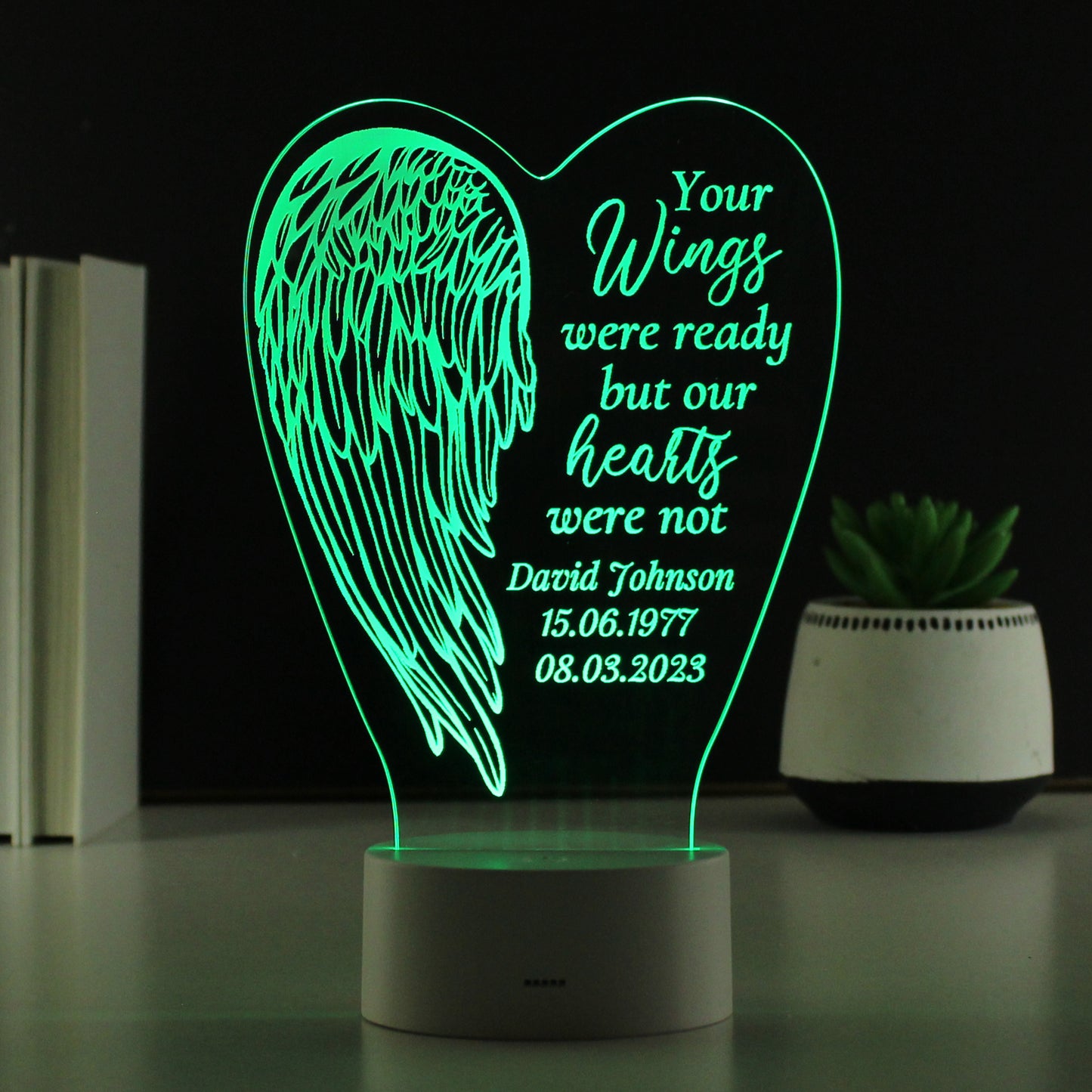 Personalised Angel Wings Memorial Colour Changing LED Light - MK&JD Gifts