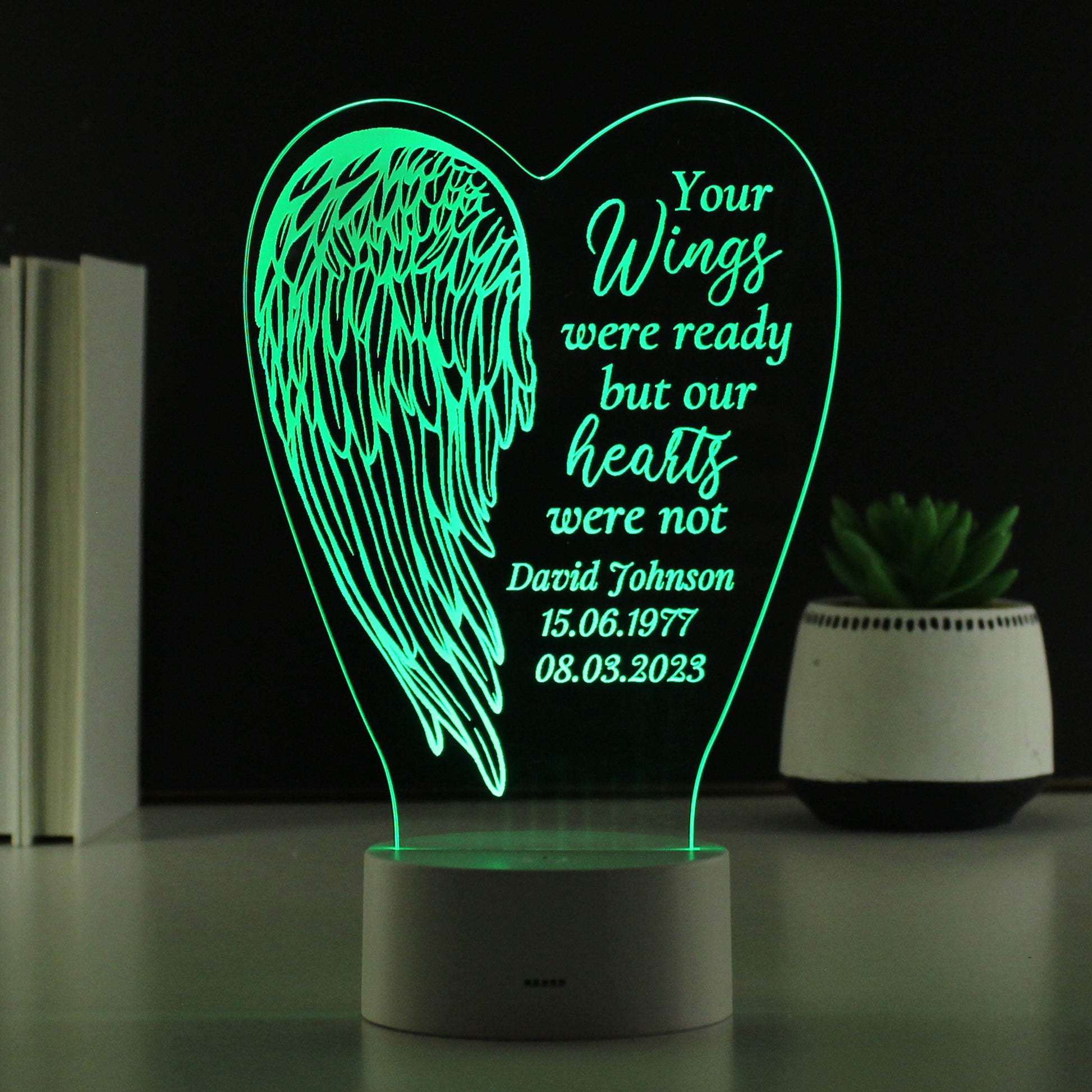 Personalised Angel Wings Memorial Colour Changing LED Light - MK&JD Gifts