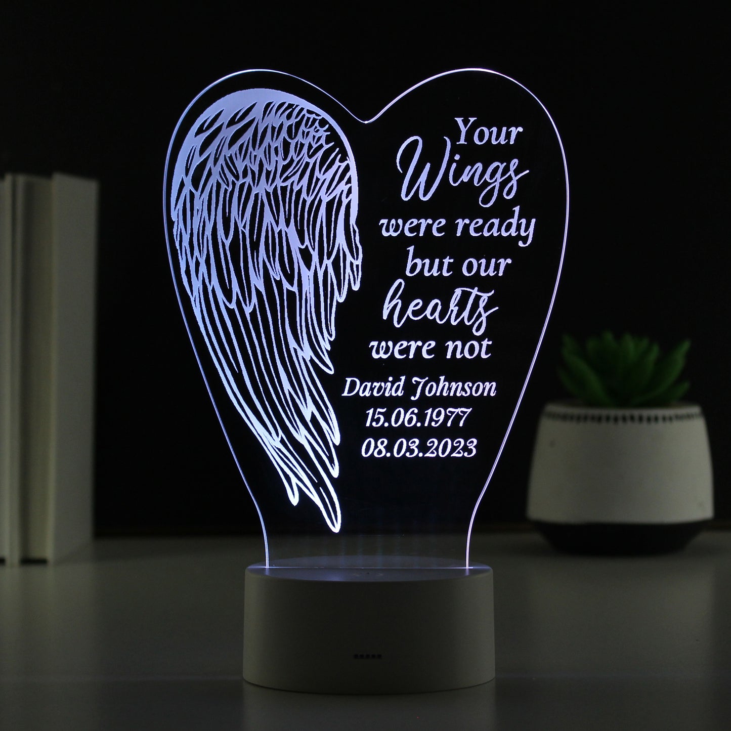 Personalised Angel Wings Memorial Colour Changing LED Light - MK&JD Gifts