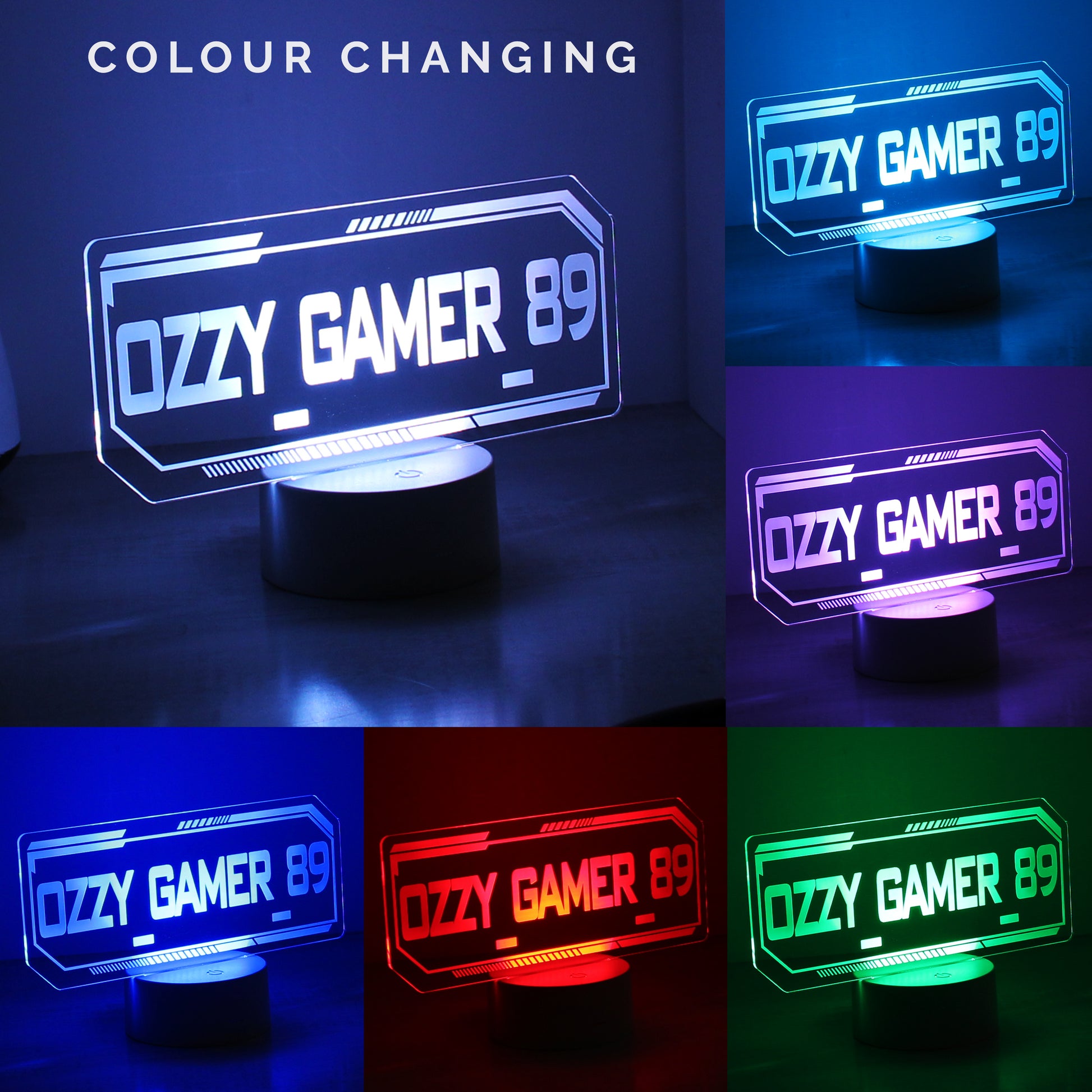 Personalised Gamer Tag LED Colour Changing Night Light - MK&JD Gifts