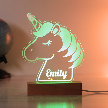 Personalised Unicorn Wooden Based LED Light - MK&JD Gifts