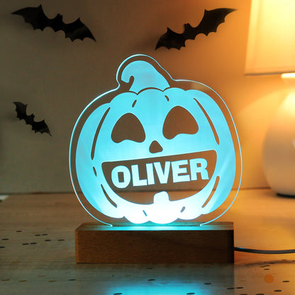Personalised Pumpkin Wooden LED Light - MK&JD Gifts