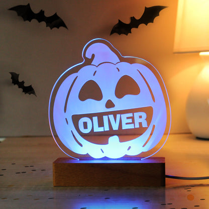 Personalised Pumpkin Wooden LED Light - MK&JD Gifts
