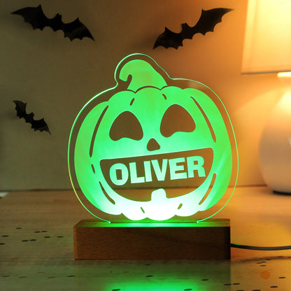 Personalised Pumpkin Wooden LED Light - MK&JD Gifts