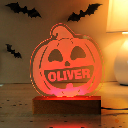 Personalised Pumpkin Wooden LED Light - MK&JD Gifts
