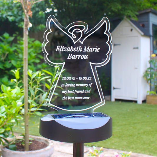 Personalised Angel Memorial Outdoor Solar Light - MK&JD Gifts