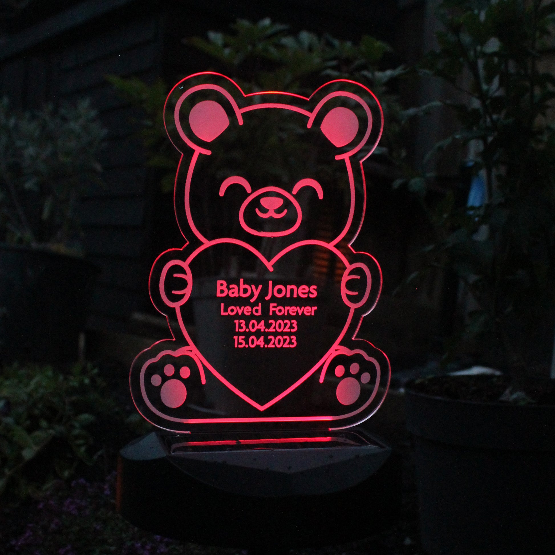 Personalised Bear Memorial Outdoor Solar Light - MK&JD Gifts