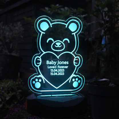 Personalised Bear Memorial Outdoor Solar Light - MK&JD Gifts
