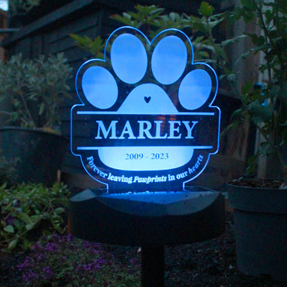 Personalised Pet Memorial Outdoor Solar Light - MK&JD Gifts