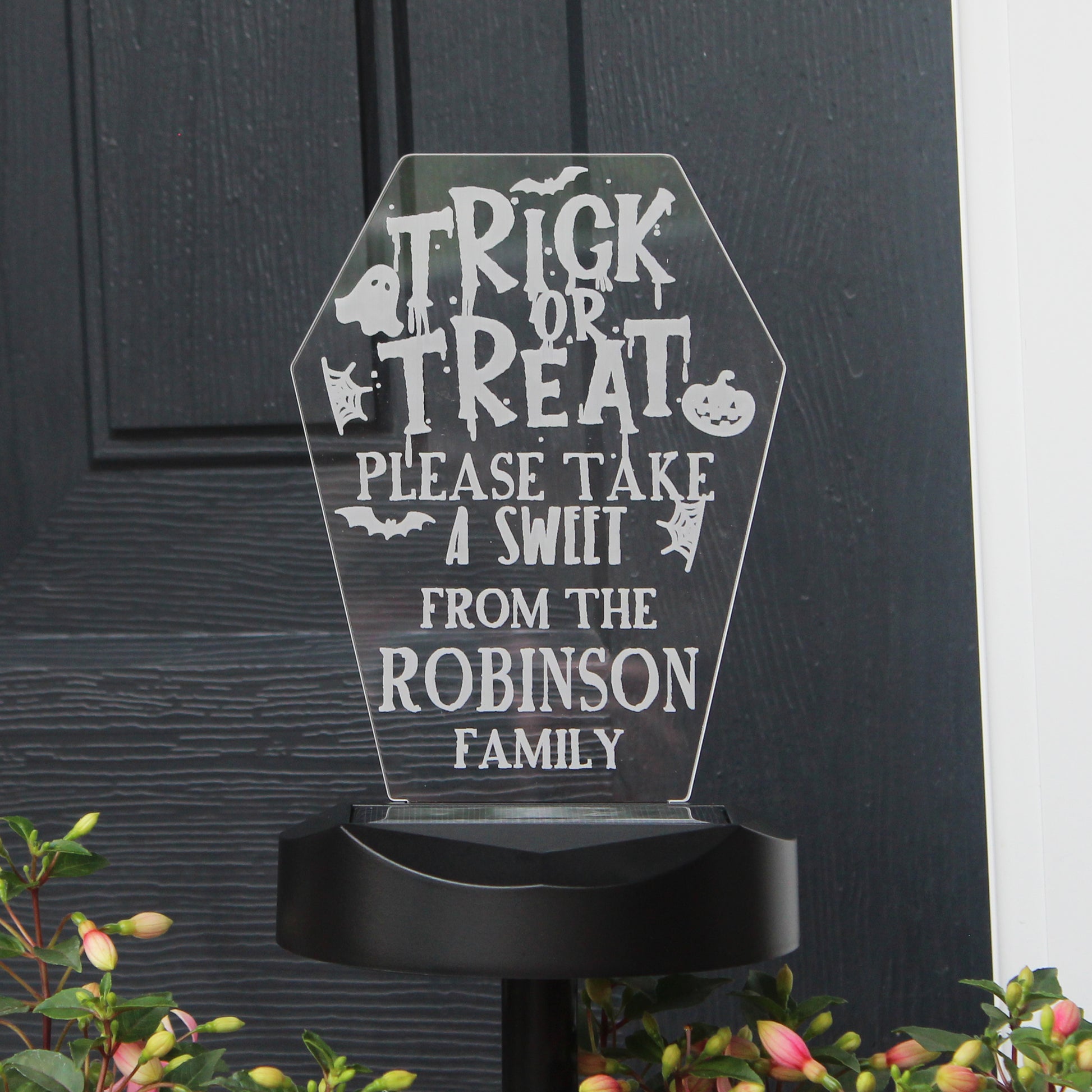 Personalised Trick or Treat Halloween Solar Light - MK&JD Gifts