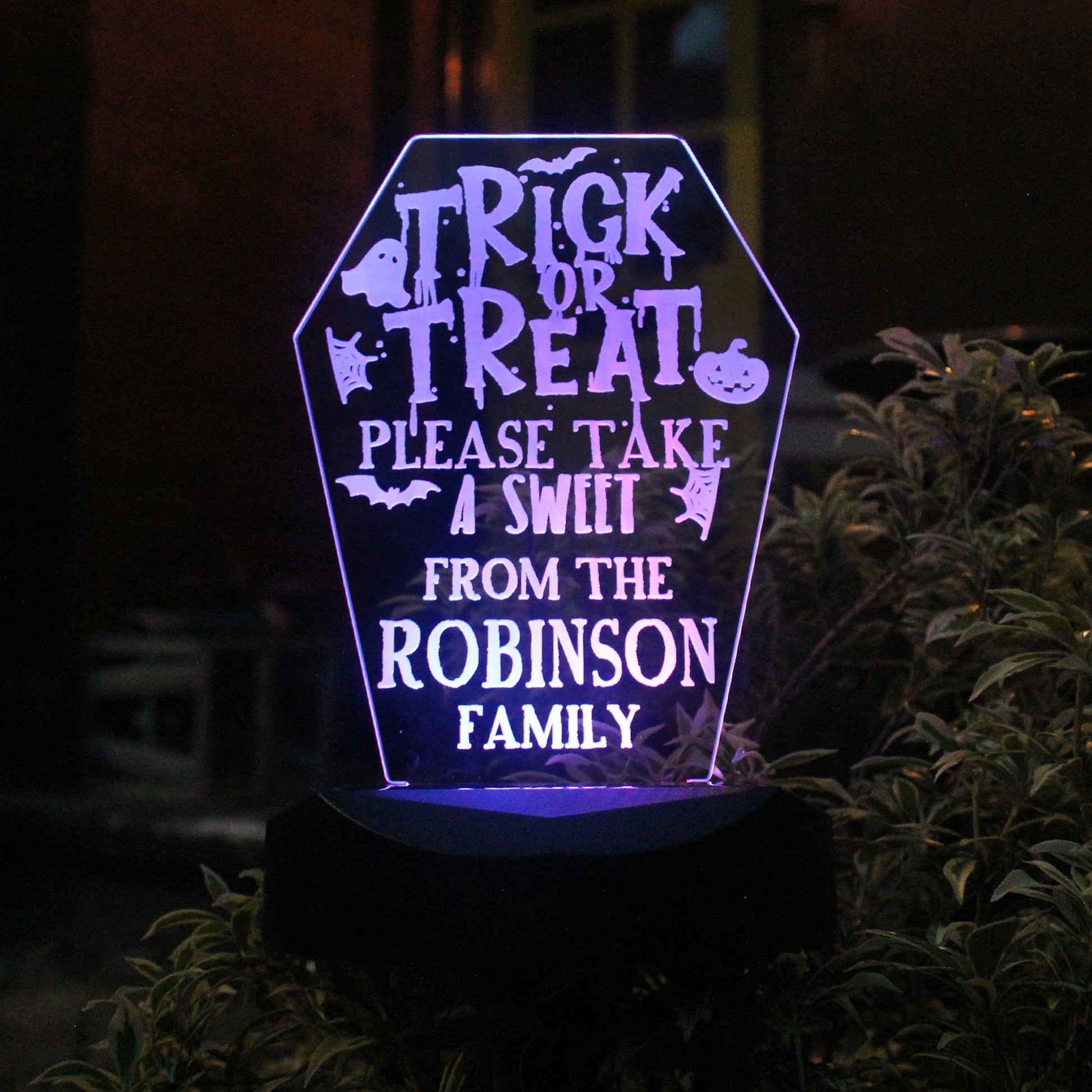 Personalised Trick or Treat Halloween Solar Light - MK&JD Gifts