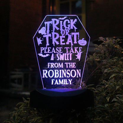 Personalised Trick or Treat Halloween Solar Light - MK&JD Gifts
