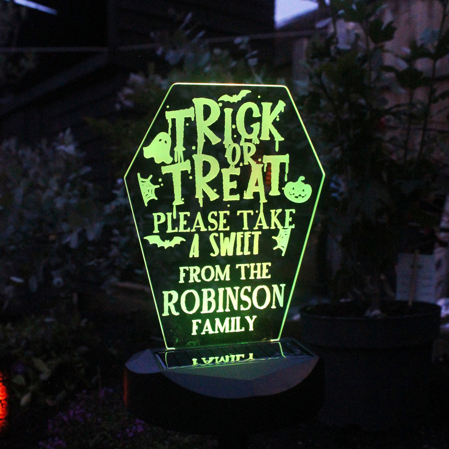 Personalised Trick or Treat Halloween Solar Light - MK&JD Gifts