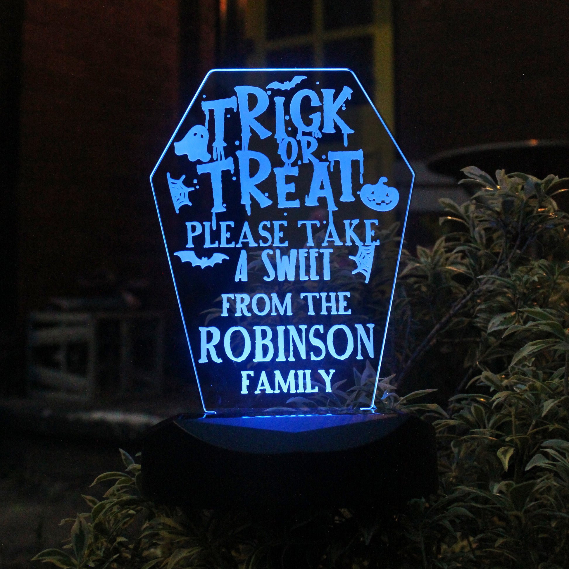 Personalised Trick or Treat Halloween Solar Light - MK&JD Gifts