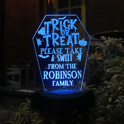 Personalised Trick or Treat Halloween Solar Light - MK&JD Gifts