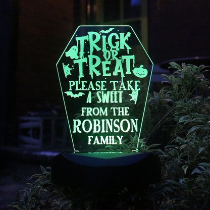 Personalised Trick or Treat Halloween Solar Light - MK&JD Gifts