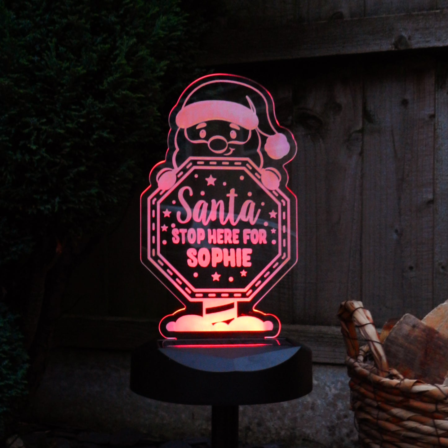 Personalised Santa Stop Here Sign Outdoor Solar Light - MK&JD Gifts
