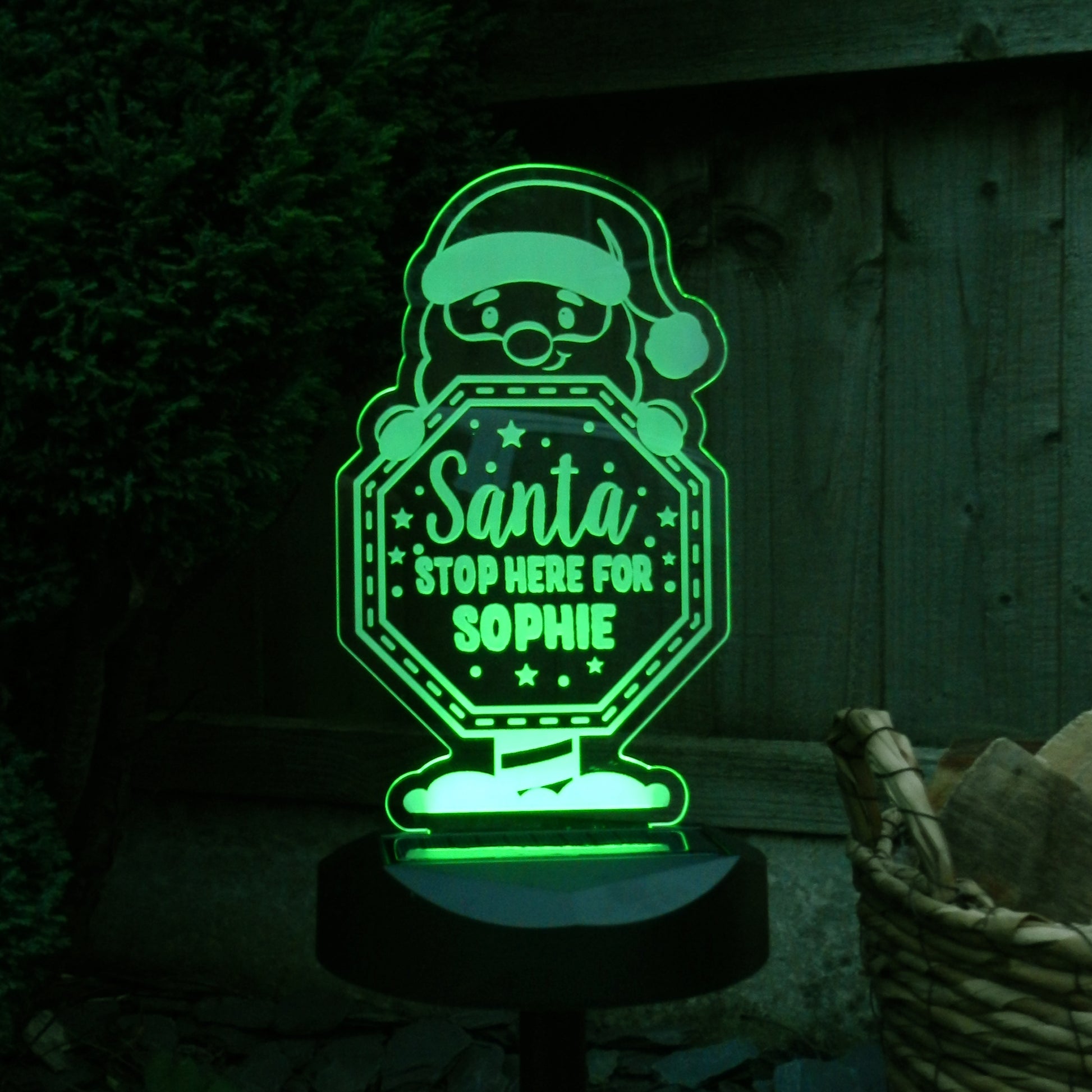Personalised Santa Stop Here Sign Outdoor Solar Light - MK&JD Gifts