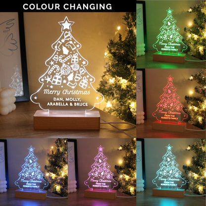 Personalised Christmas Tree Wooden Based LED Light - MK&JD Gifts