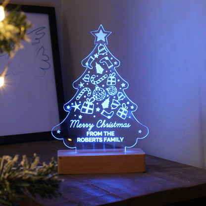 Personalised Christmas Tree Wooden Based LED Light - MK&JD Gifts