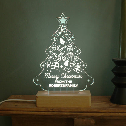 Personalised Christmas Tree Wooden Based LED Light - MK&JD Gifts