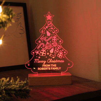 Personalised Christmas Tree Wooden Based LED Light - MK&JD Gifts